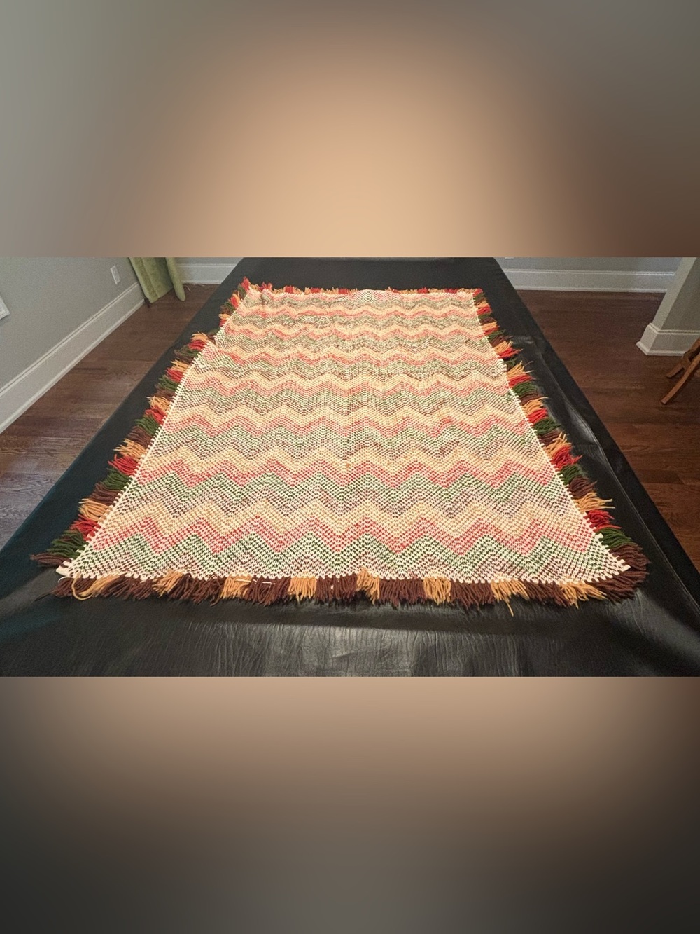 Vintage Handmade Chevron Throw Blanket